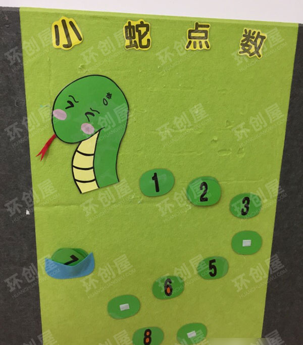 小班益智区自制玩具图片：小蛇点数