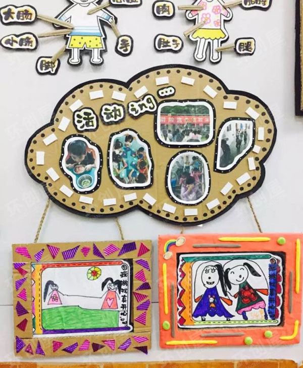 幼儿园快递盒废旧利用主题墙图片