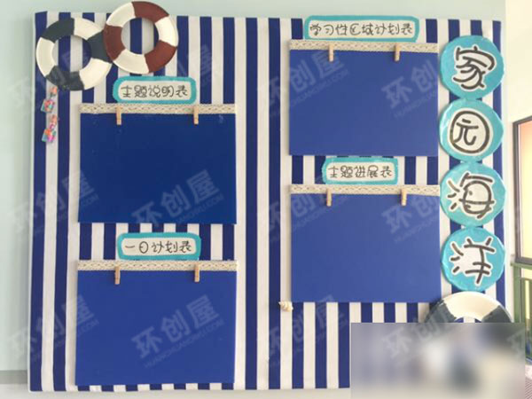 幼儿园蓝色海洋风海军风环创图片
