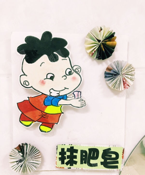 幼儿园生活环创洗手六部曲图片