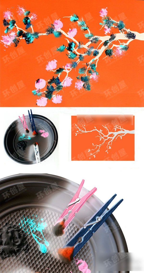 小班棉花球的创作画图片