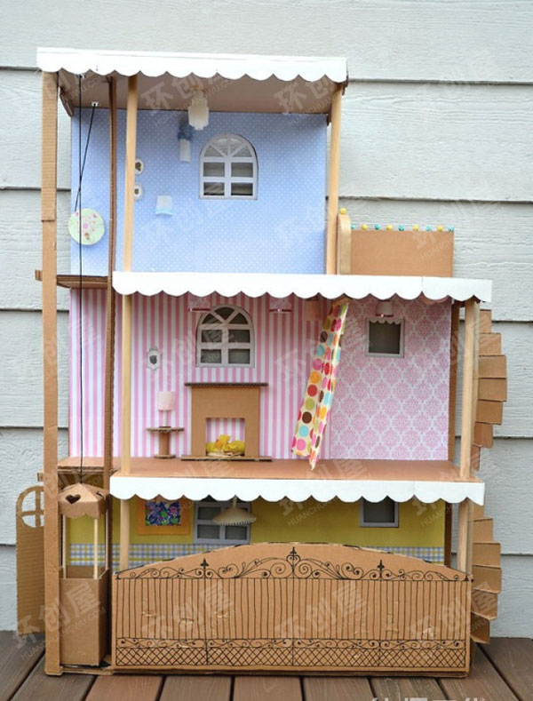 幼儿园纸板箱制作娃娃家图片