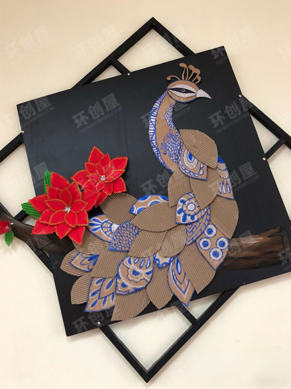 幼儿园作品展示墙图片瓦楞纸人像动物