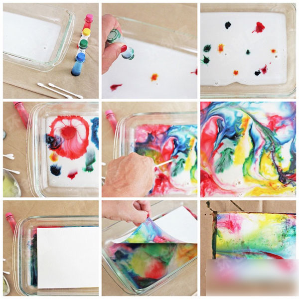 幼儿园美术科探区牛奶画作品图片