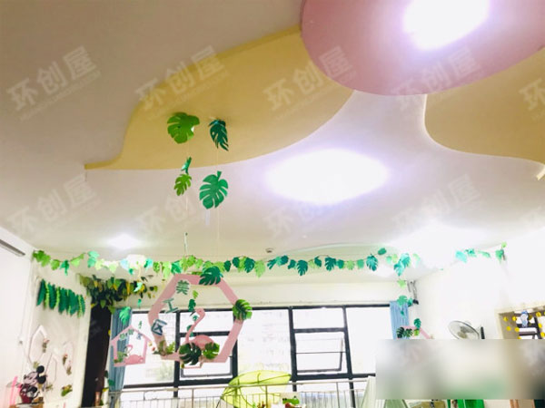 幼儿园绿色系环创图片火烈鸟
