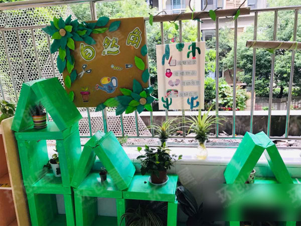 幼儿园绿色系环创图片火烈鸟