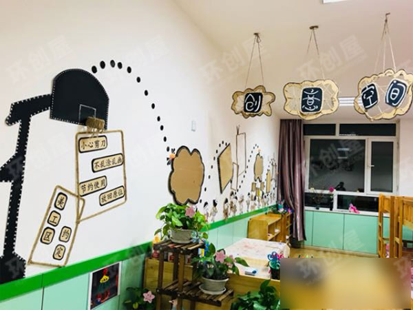 幼儿园纸皮纸板麻绳环创图片