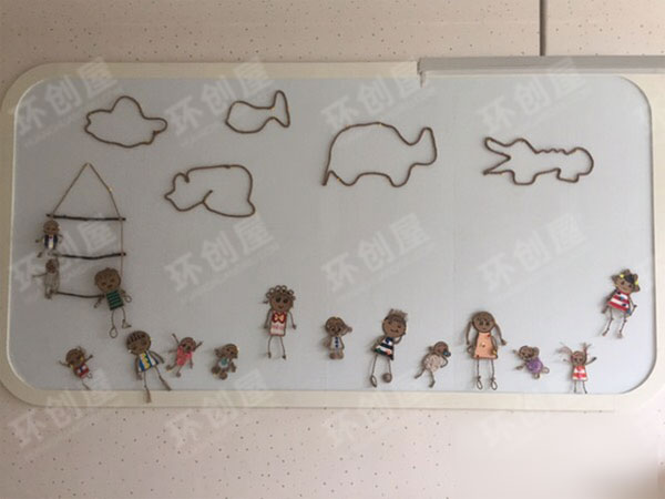 幼儿园纸板麻绳环创图片