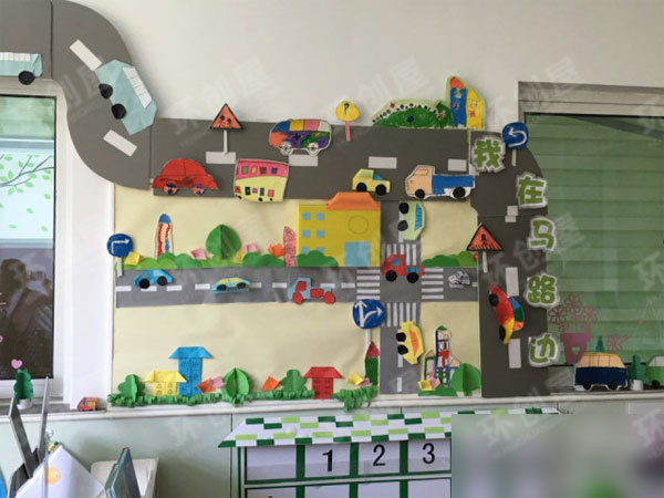 幼儿园中班环创汽车主题墙图片