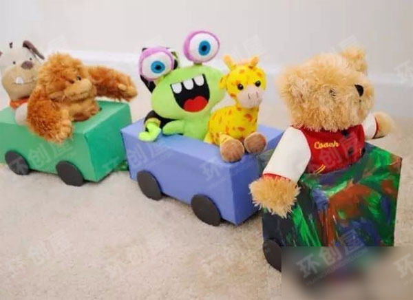 幼儿园美工区图片抽纸盒小火车