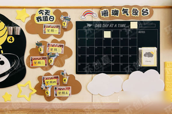 大班黑白黄简约主题环境布置图片
