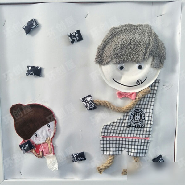 幼儿园毛线麻绳立体画手工环创图片