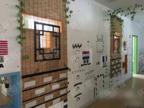 幼儿园江南中国风走廊楼梯环创图片