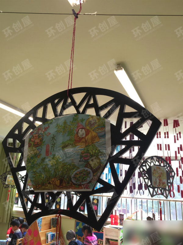 幼儿园江南中国风走廊楼梯环创图片