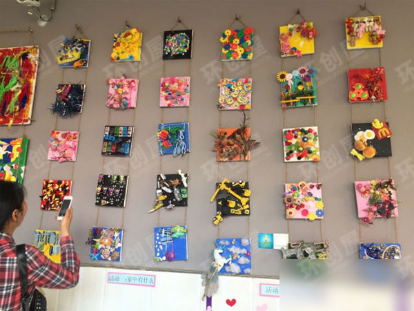 幼儿园手工作品展示墙布置图片
