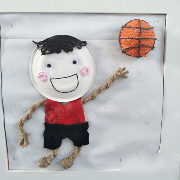 幼儿园毛线麻绳立体画手工环创图片