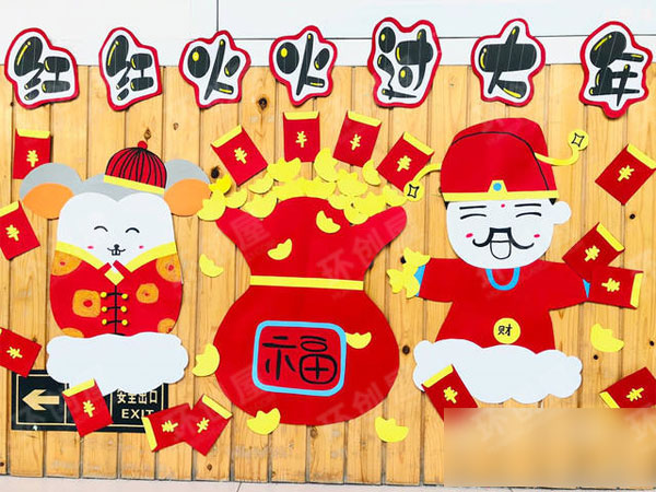 幼儿园新年环创门装饰图片