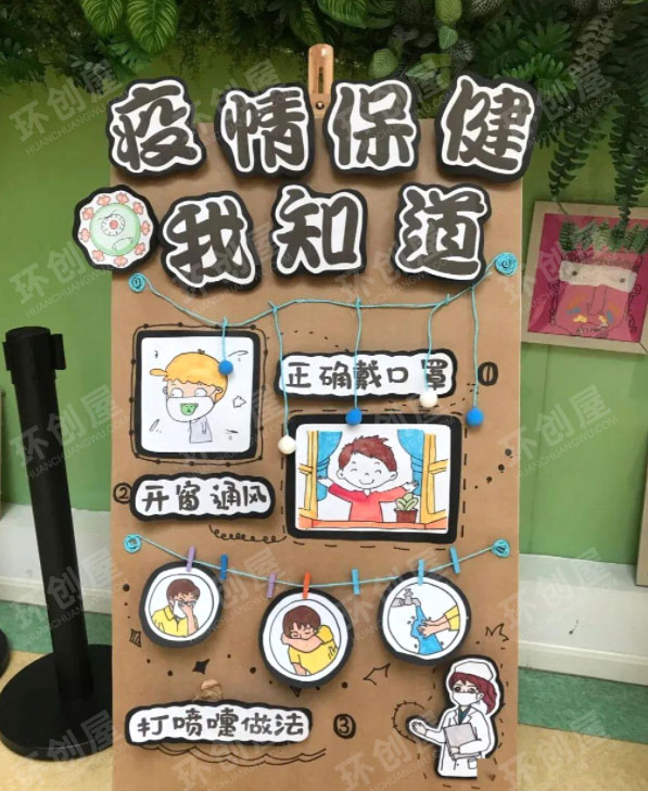 幼儿园防控疫情创意主题墙图片