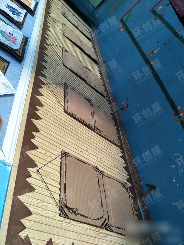 幼儿园废旧纸箱展示墙图片