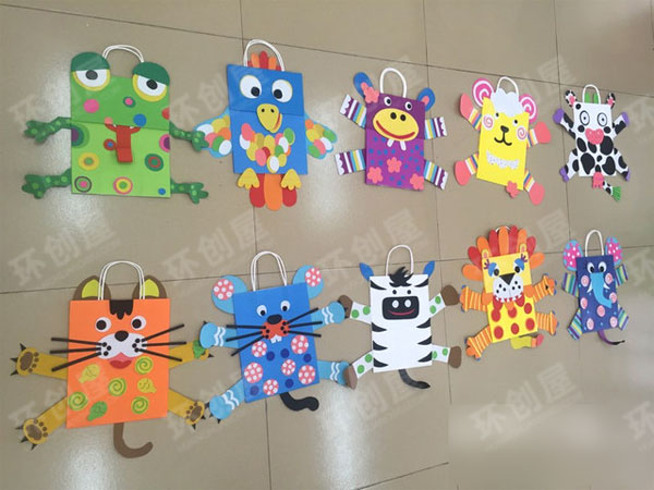 幼儿园美工区动物纸袋创意图片