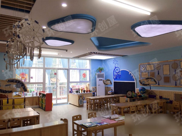 幼儿园整体环创中国风蓝色系图片