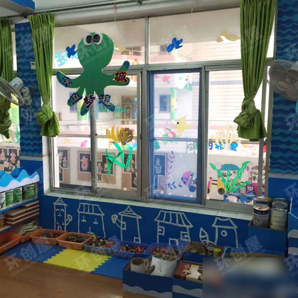 幼儿园生活环创我的梦蓝色的世界图片