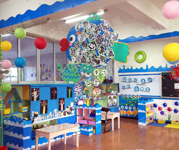 幼儿园生活环创我的梦蓝色的世界图片