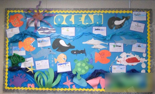 幼儿园海洋风格主题墙面布置图片