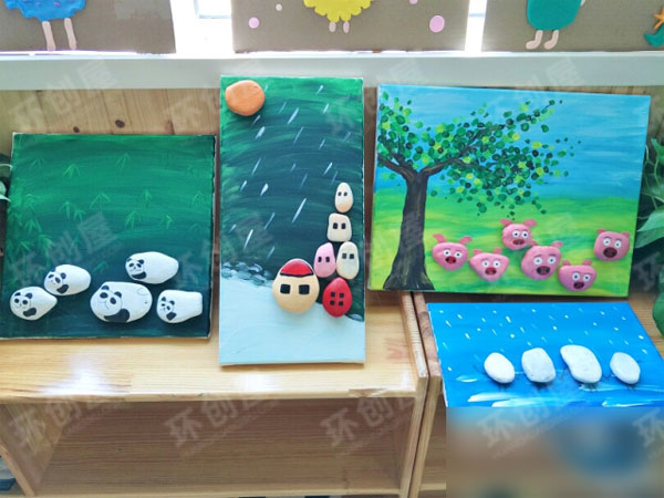 幼儿园石头装饰画图片