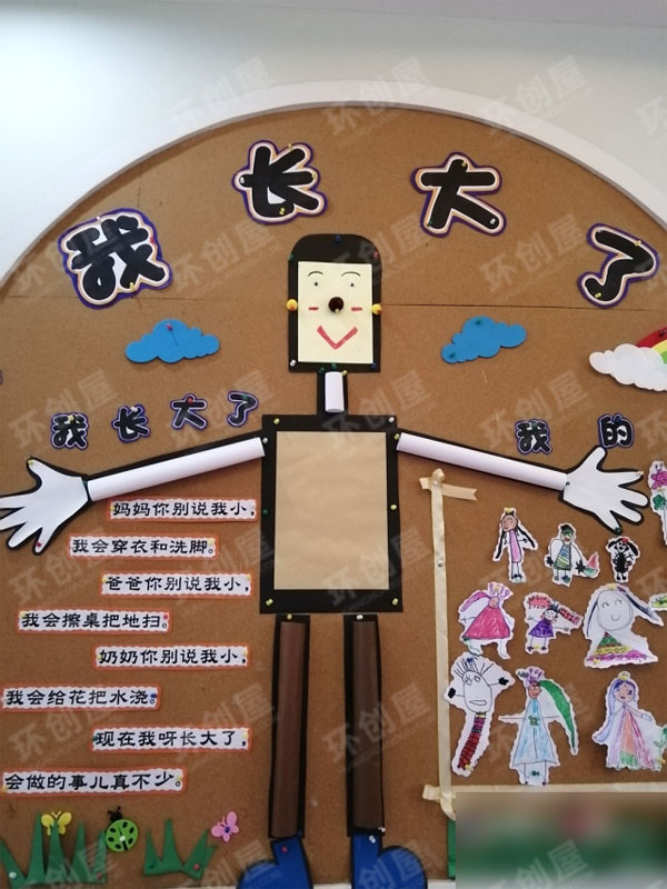 中班我长大了主题墙布置图片