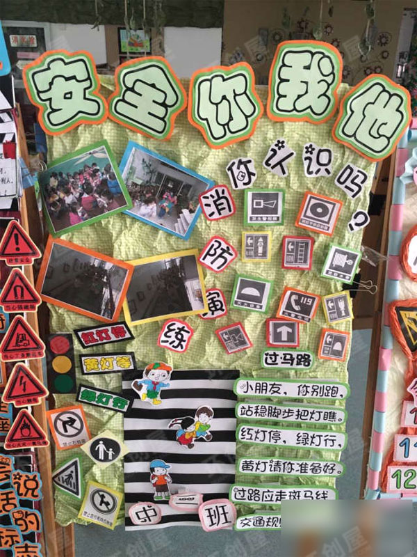 幼儿园安全知识环创图片