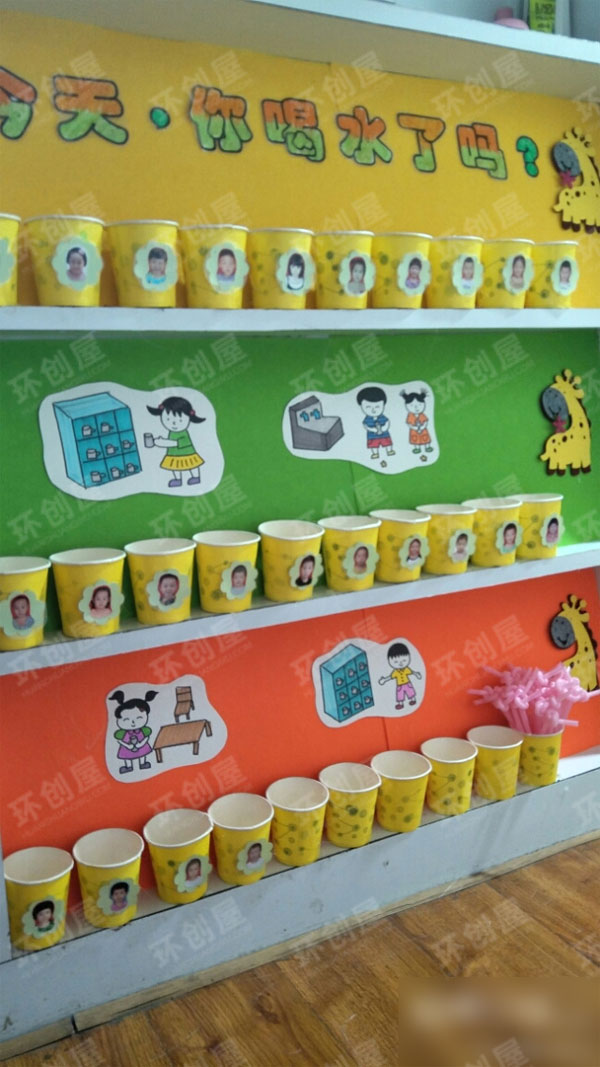 幼儿园喝水墙布置图片