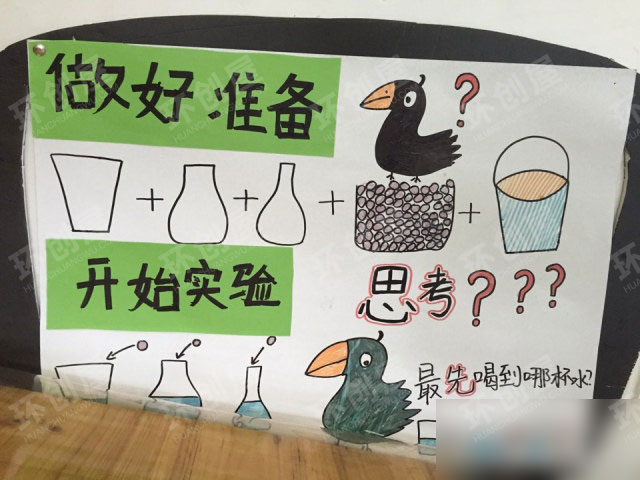 幼儿园区角环创科学区域乌鸦喝水图片