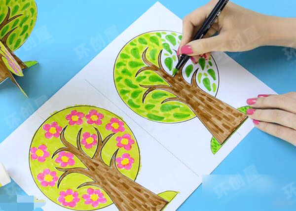 幼儿园美工区立体四季树图片