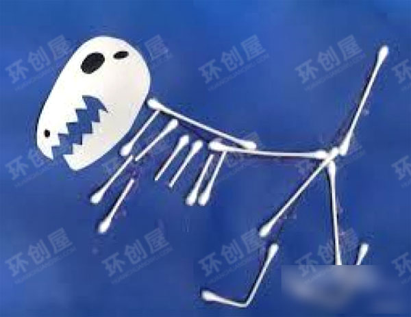 幼儿园科探区DIY棉签骨架图片