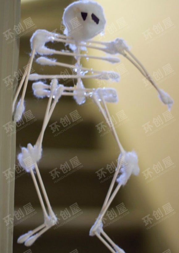 幼儿园科探区DIY棉签骨架图片