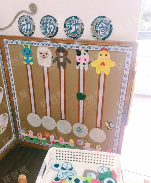 幼儿园益智区墙面纸板个别化材料图片