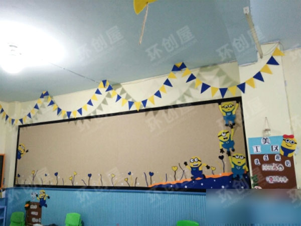 幼儿园可爱小黄人家园栏环创图片