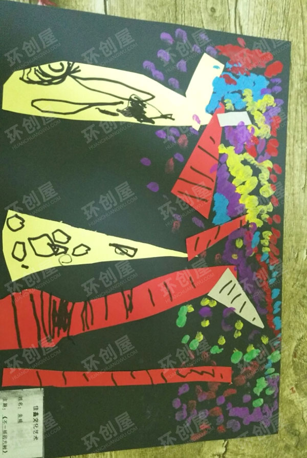 幼儿园美术作品展示白桦林图片