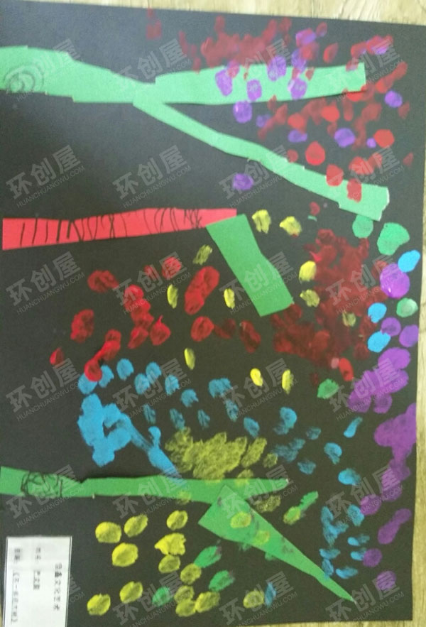 幼儿园美术作品展示白桦林图片