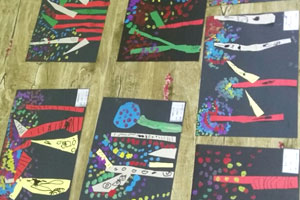 幼儿园美术作品展示白桦林图片8张