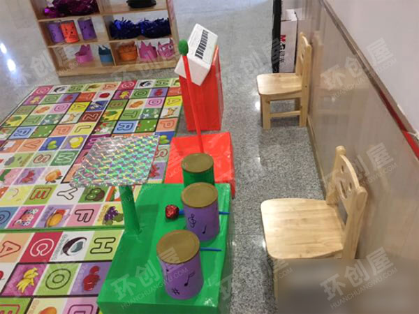 幼儿园表演区废物利用自制音乐玩教具图片