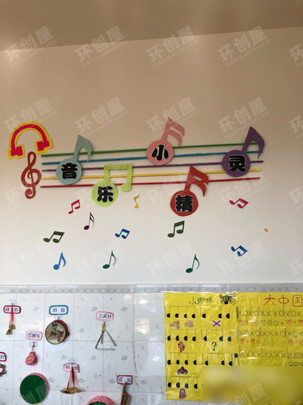 幼儿园表演区奥尔夫区域墙面展示图片
