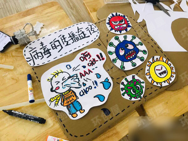 幼儿园关于新型冠状病毒的主题墙图片