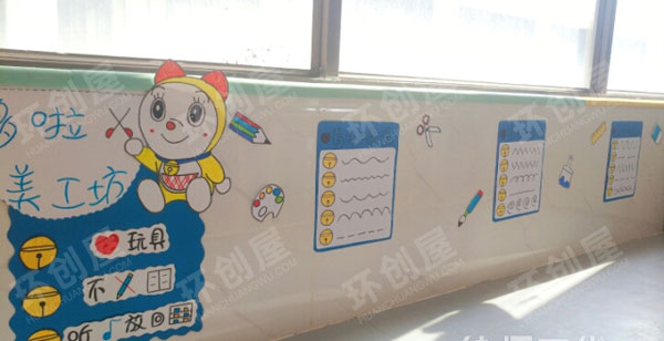 幼儿园哆啦A梦伴我同行走廊门窗环创图片