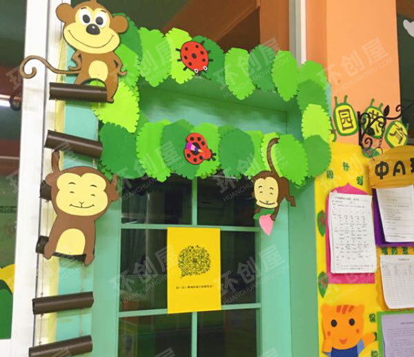 幼儿园门窗环创森林风环境布置图片