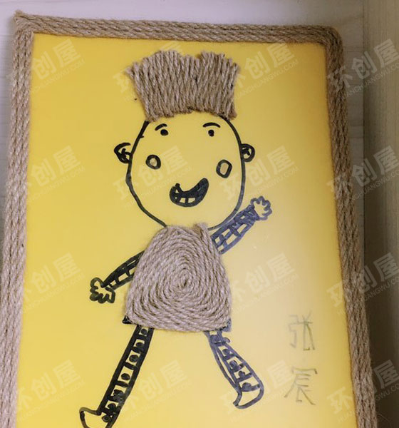 幼儿园麻绳创意作品展示图片