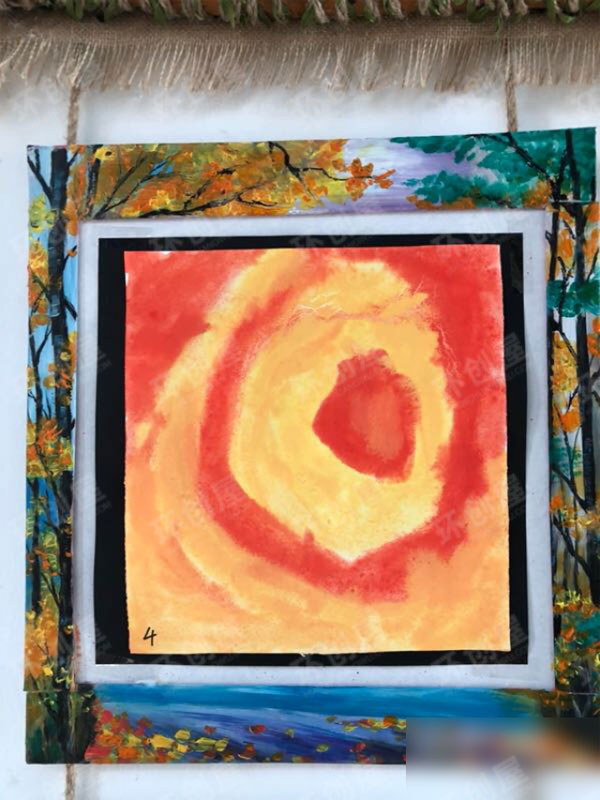 幼儿园儿童画装饰画框作品展示图片