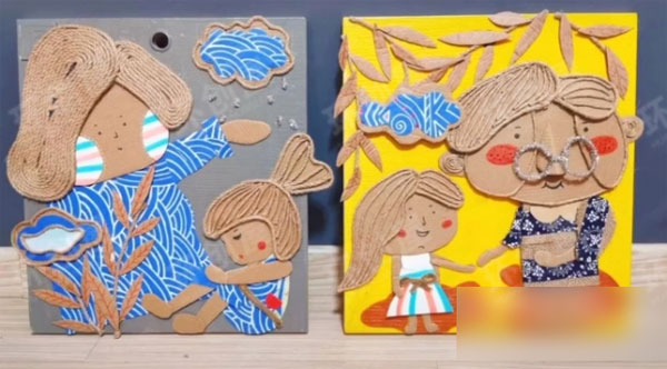 幼儿园环创人物动物绳编作品展示图片