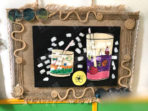 幼儿园儿童画装饰画框作品展示图片